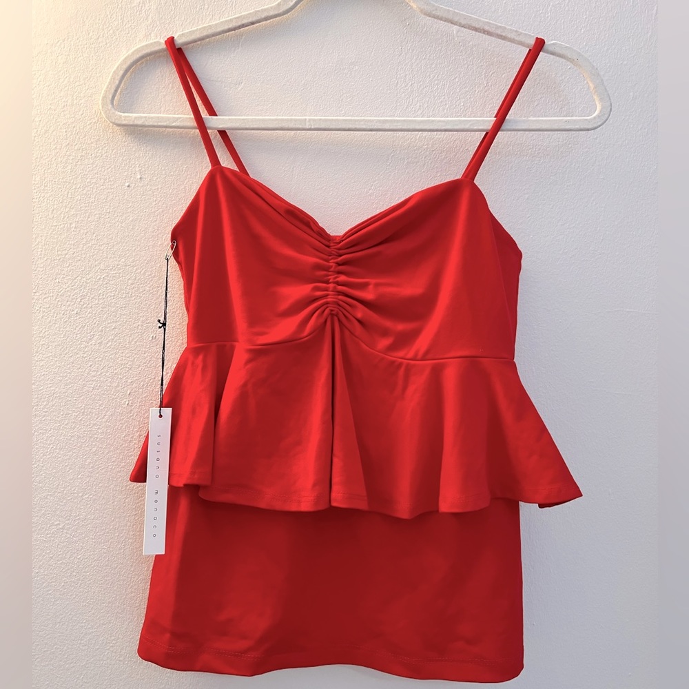 NWT Susana Monaco Perfect Red Peplum Top